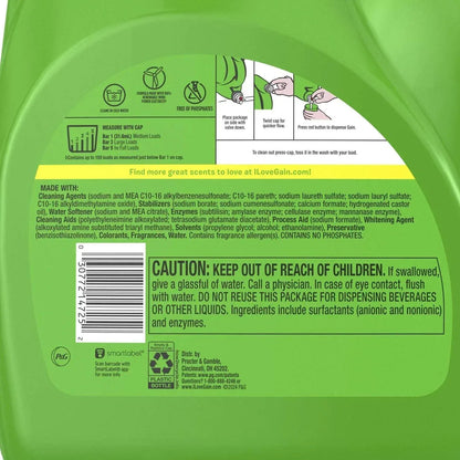 Gain + Oxi Liquid Laundry Detergent, Moonlight Breeze, 159 Loads, 170 fl. oz.