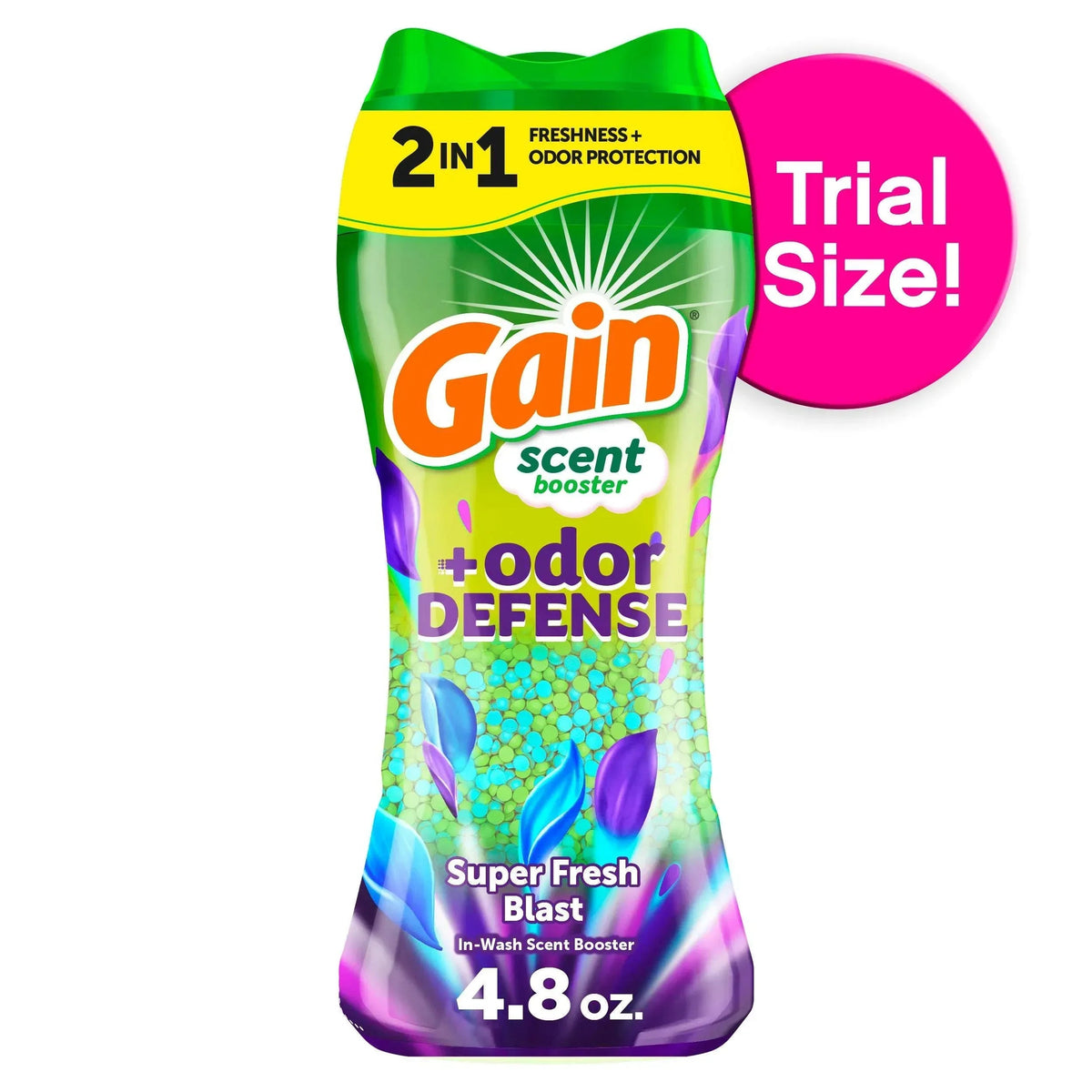 Gain Odor Defense 2-in-1 In-Wash Laundry Scent Booster Beads, Super Fresh Blast Scent, 4.8 oz