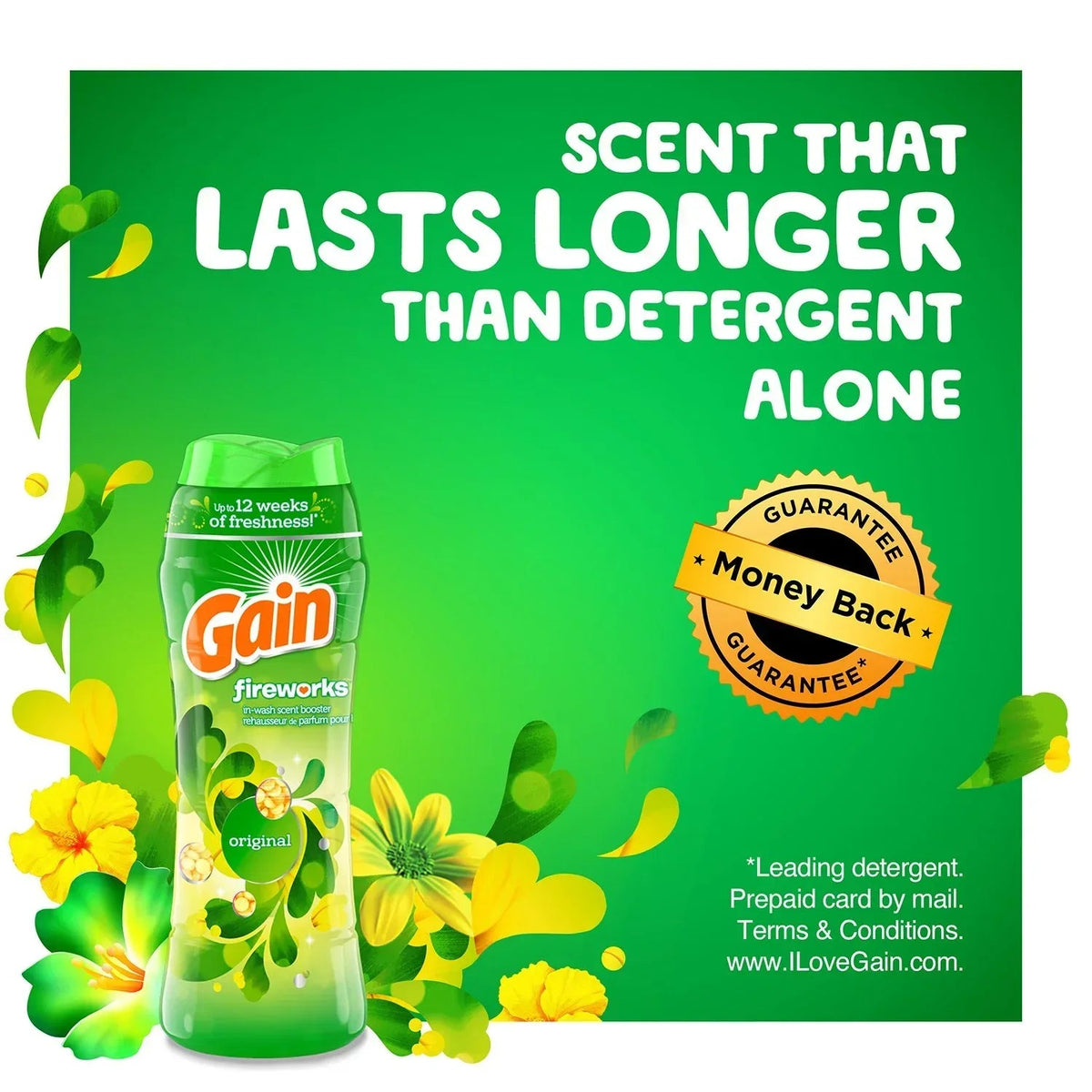 Gain Fireworks In-Wash Scent Booster Beads, Original Scent, 39.9 oz