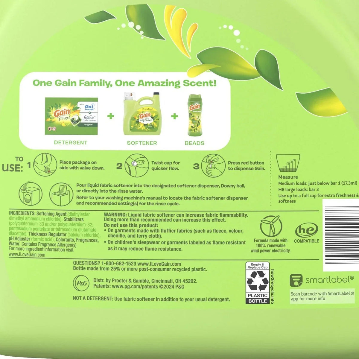 Gain Liquid Fabric Softener, Original Scent, 244 loads, 143 fl. oz.