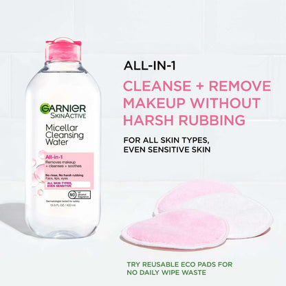 Garnier SkinActive Micellar Cleansing Water All in 1 Makeup Remover, Face Cleanser