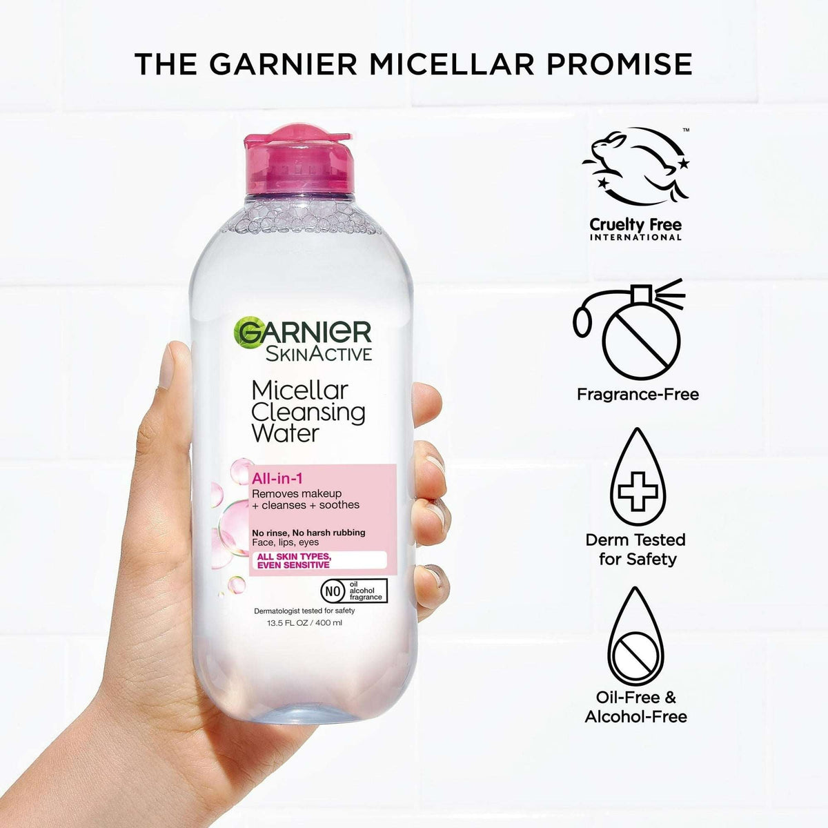 Garnier SkinActive Micellar Cleansing Water All in 1 Makeup Remover, Face Cleanser