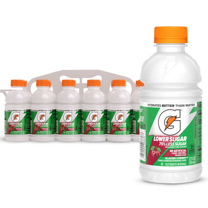 Gatorade Lower Sugar, No Artificials Fruit Punch Flavored Electrolyte Sports Drink, 12 fl oz Bottle, (12 pack), 75% Less Sugar, Hydration