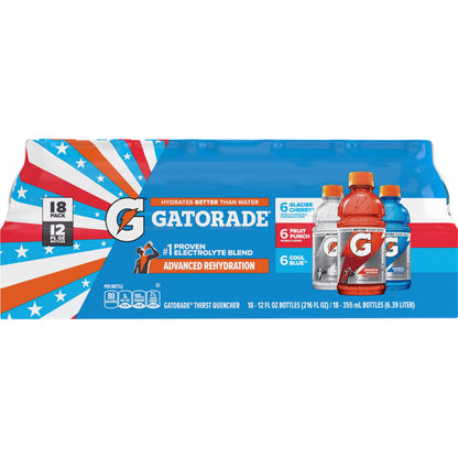 Gatorade Sports Drinks, Grape, Strawberry and Berry Flavored Variety Pack, 12 fl oz, 18 Count Bottles