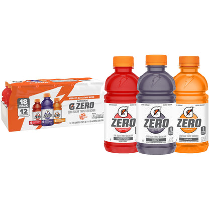 Gatorade Zero Sports Drinks, Berry/Glacier Cherry/Glacier Freeze Variety Pack, 12 fl oz, 18 Count