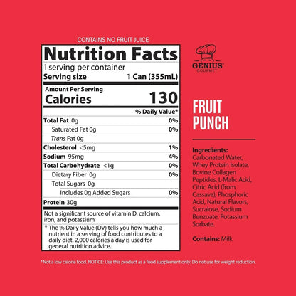 Genius Gourmet Sparkling Protein, Fruit Punch, 12 fl. oz., 12 pk.