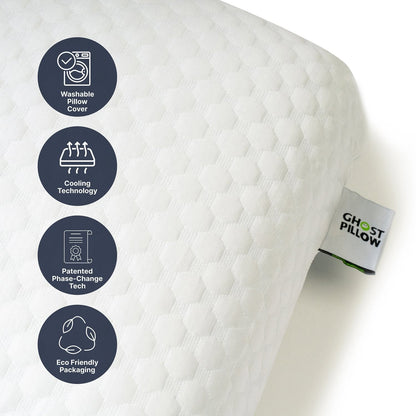 GhostBed Gel Memory Foam Cooling Bed Pillow, Standard/Queen