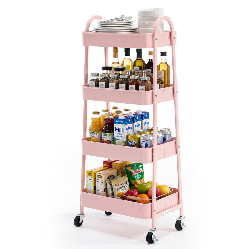 Gianna Utility Cart, Metal, 3‑Tier, Lockable Caster Wheels , 360° Rolling, Black