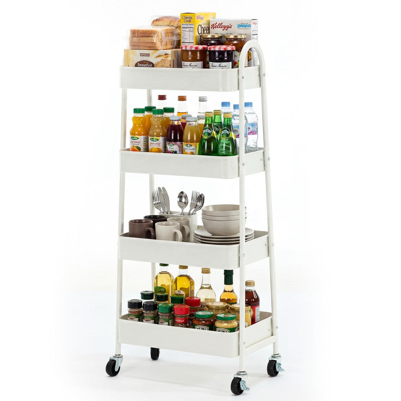 Gianna Utility Cart, Metal, 3‑Tier, Lockable Caster Wheels , 360° Rolling, Black