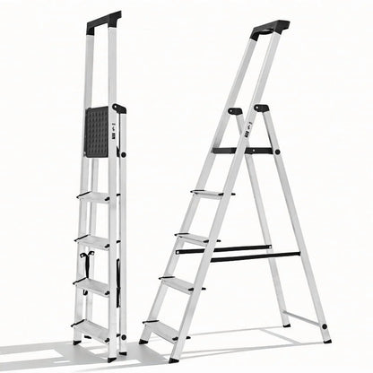 Gianna Foldable Step Stool with Non-Slip Platform & Rubber Feet, 1-Step Ladder with Carrying Handle, 330lbs Capacity Sturdy Metal Foldable Stool for Indoor & Outdoor Use，Black