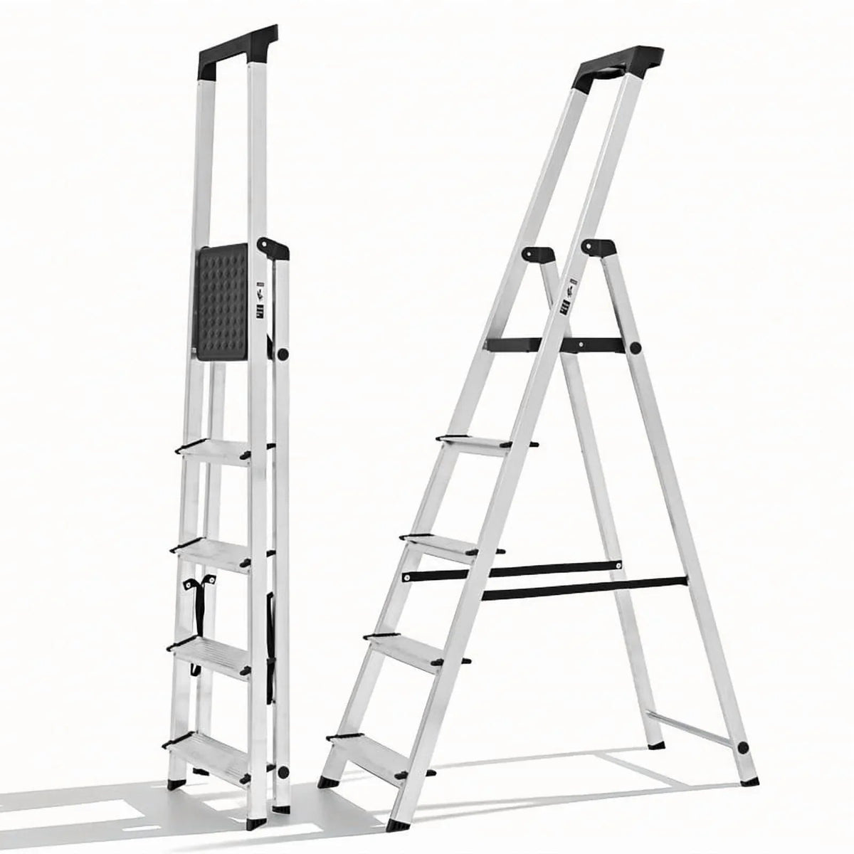 Gianna Foldable Step Stool with Non-Slip Platform & Rubber Feet, 1-Step Ladder with Carrying Handle, 330lbs Capacity Sturdy Metal Foldable Stool for Indoor & Outdoor Use，Black