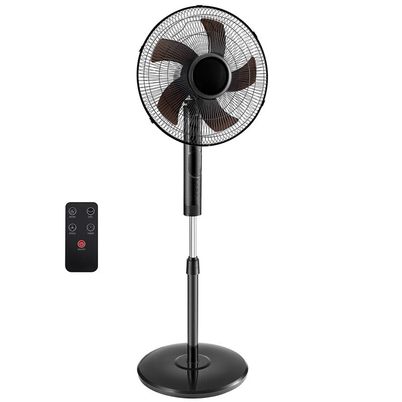 Gianna Quiet Pedestal Fan with Remote, Standing Floor Fan for Bedroom, Home Office - 15H Timer, 3 Speed & 3 Wind Modes, 80°Oscillating, Adjustable Height，Black
