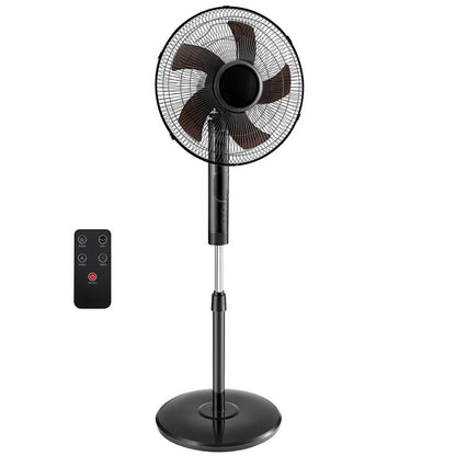 Gianna Quiet Pedestal Fan with Remote, Standing Floor Fan for Bedroom, Home Office - 15H Timer, 3 Speed & 3 Wind Modes, 80°Oscillating, Adjustable Height，Black