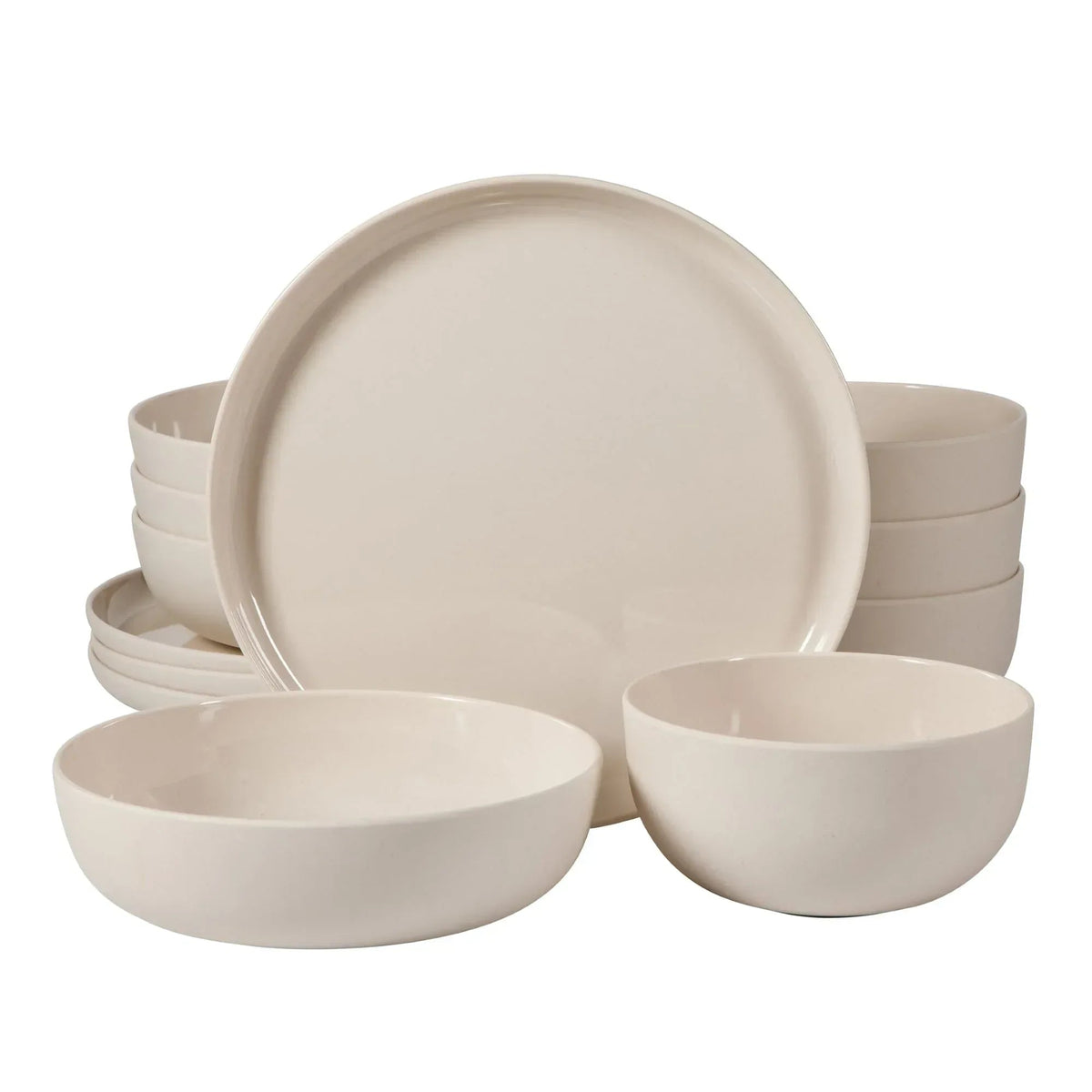 Gibson Home Candy Skies 12 Piece Unbreakable Wheat Straw Melamine Plates and Bowls Dinnerware Set - Outdoor, Camping, & Everyday Use - Matte Exterior/Shiny Interior Green