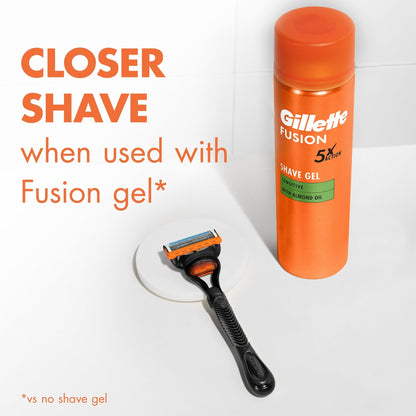 Gillette Fusion5 Manual Razor Blade Men, 1 Handle and 5 Blade Refills, Black