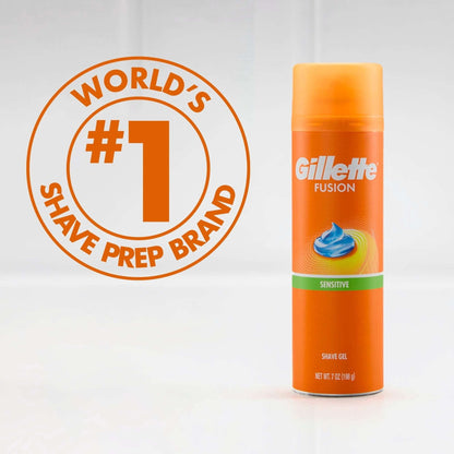 Gillette Fusion Shave Gel, Sensitive Skin Shaving Gel with Almond Oil for Men, 7 oz Pack of 2