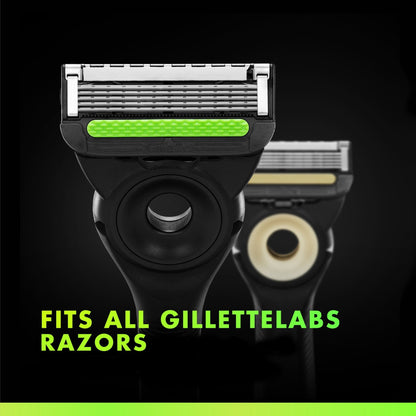 Gillette Labs Men's Razor Blade Refills with Exfoliating Bar, Green, 9 Refills