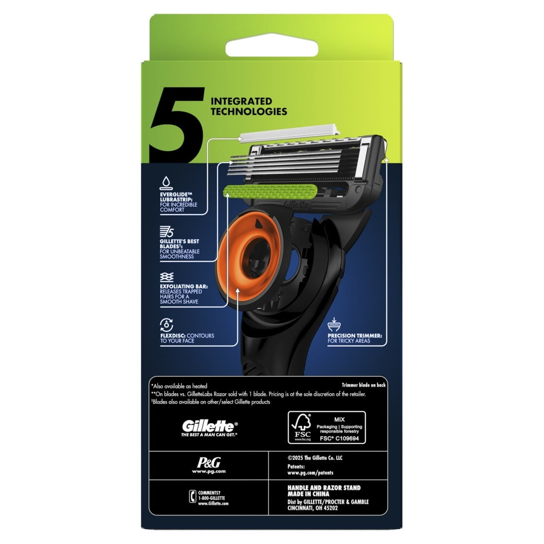 Gillette Labs Official Bears Licensed Razor for Men, 1 Handle, 4 Blade Refills, with Magnetic Stand, Perfect for Game Day Grooming, Gillette Labs with Exfoliating Bar