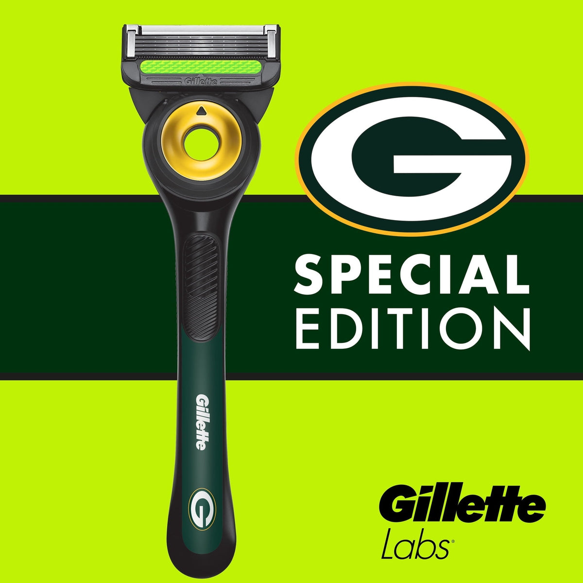 Gillette Labs Official Packers Licensed Razor for Men, 1 Handle, 1 Blade Refill