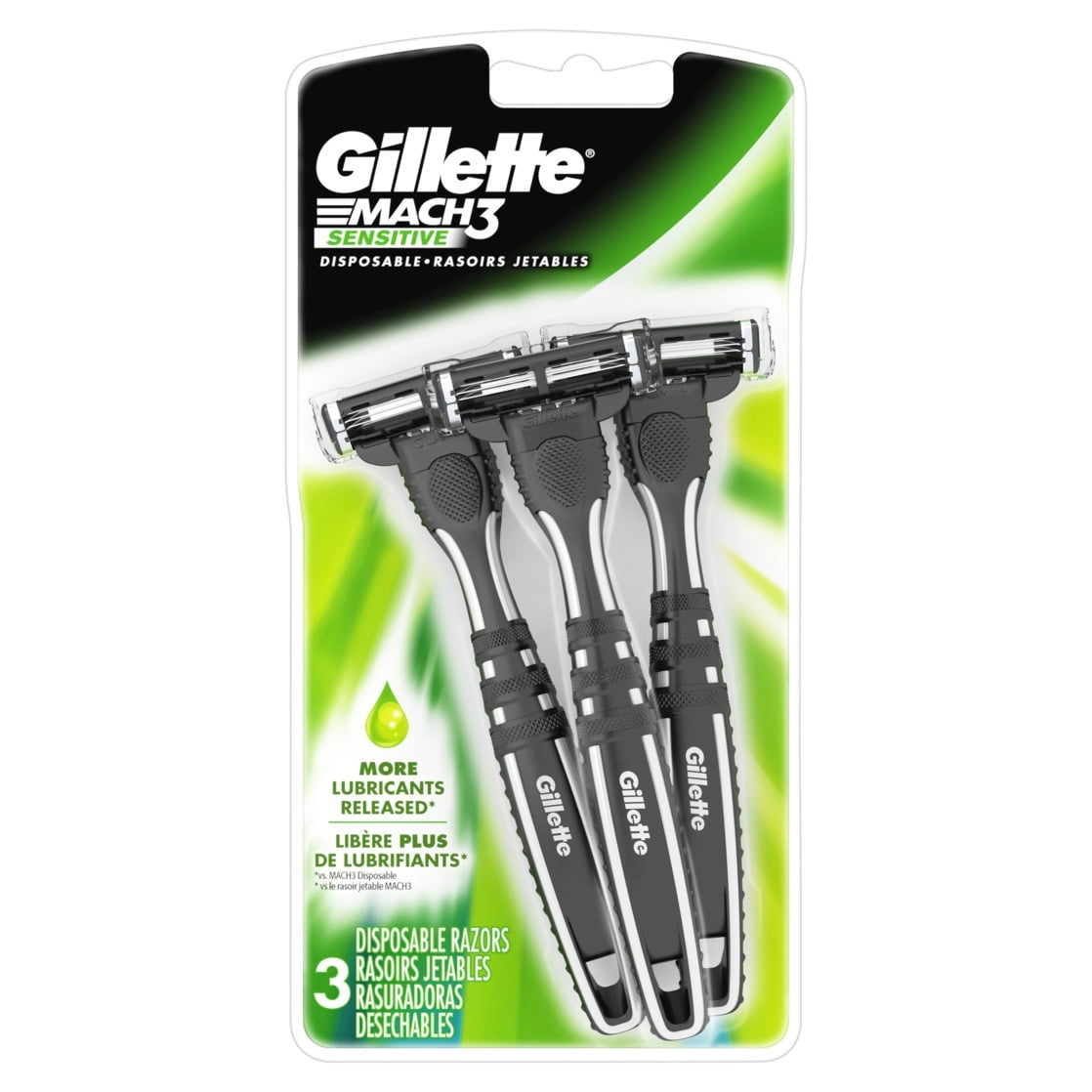 Gillette Mach 3 Sensitive Men 3 Blade Disposable Razor,3 count