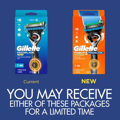 Gillette Pro Glide Power Men's Razor Handle + 1 Blade Refill, Blue