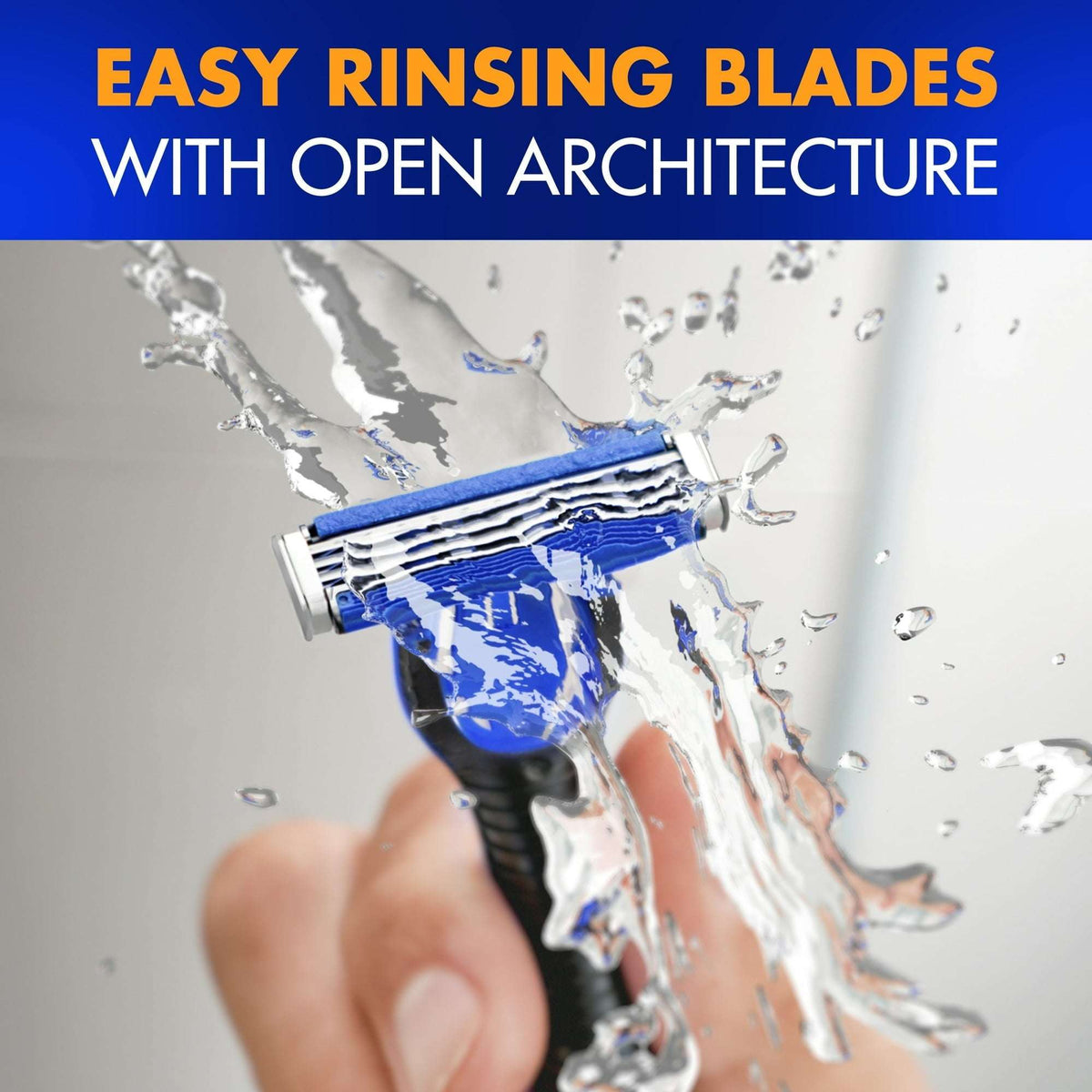 Gillette Sensor3 Refillable Razor for Men, 1 Shaving Razor Handle & 4 Blade Refills, Blue