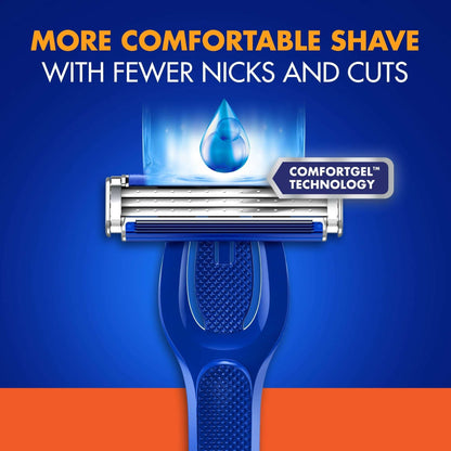 Gillette Sensor3 Refillable Razor for Men, 1 Shaving Razor Handle & 4 Blade Refills, Blue
