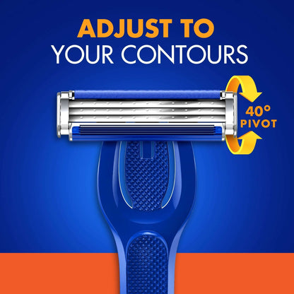 Gillette Sensor3 Refillable Razor for Men, 1 Shaving Razor Handle & 4 Blade Refills, Blue
