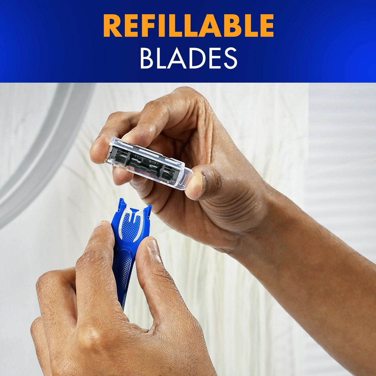 Gillette Sensor3 Refillable Razor for Men, 1 Shaving Razor Handle & 4 Blade Refills, Blue