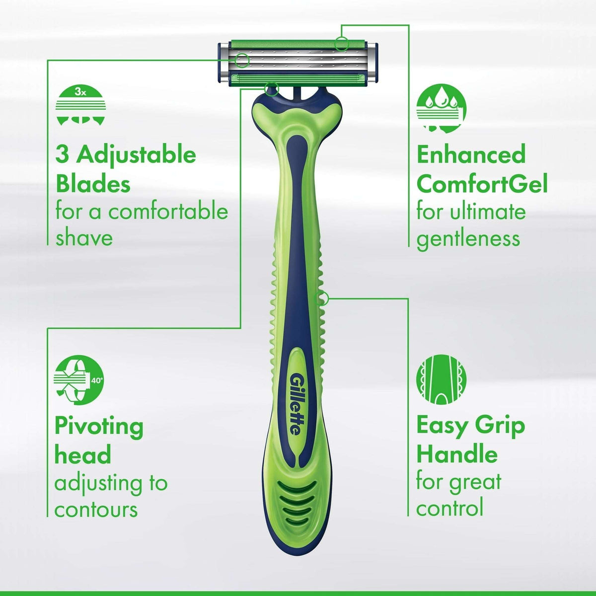 Gillette Sensor 3 Sensitive Men 3 Blade Disposable Razor,4 count