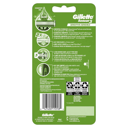 Gillette Sensor 3 Sensitive Men 3 Blade Disposable Razor,8 count