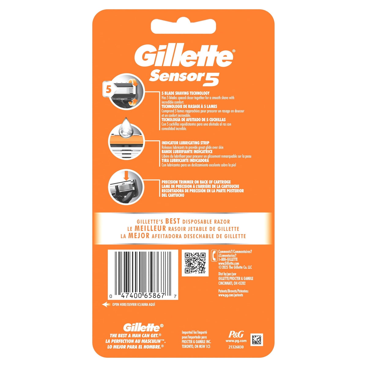 Gillette Sensor5 Men's Disposable Razors, 2 Count