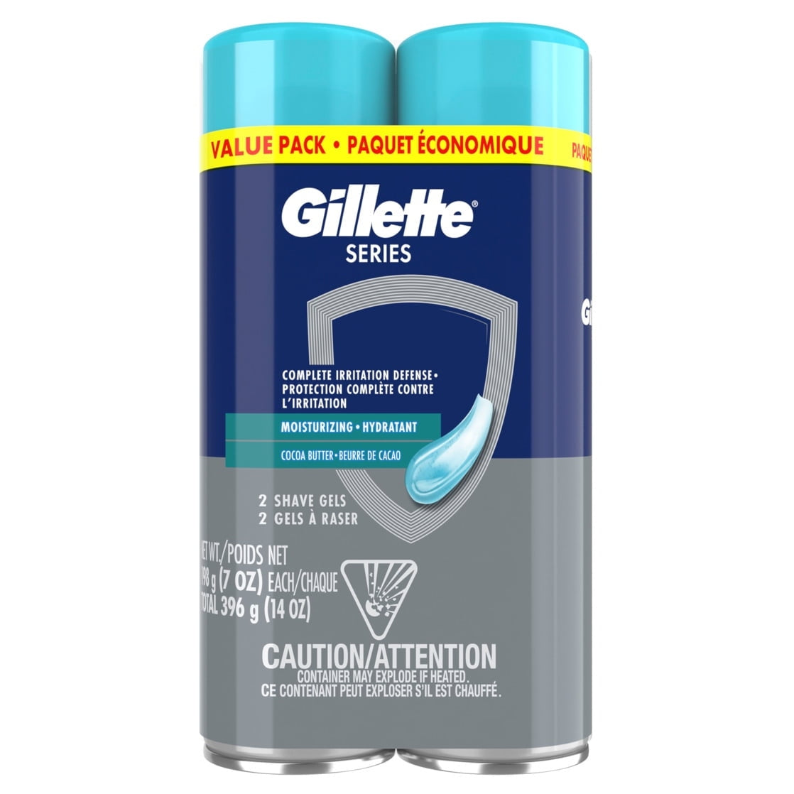 Gillette Series Moisturizing Shave Gel for Men with Cocoa Butter, Twin Pack (2-7oz Cans), 14oz