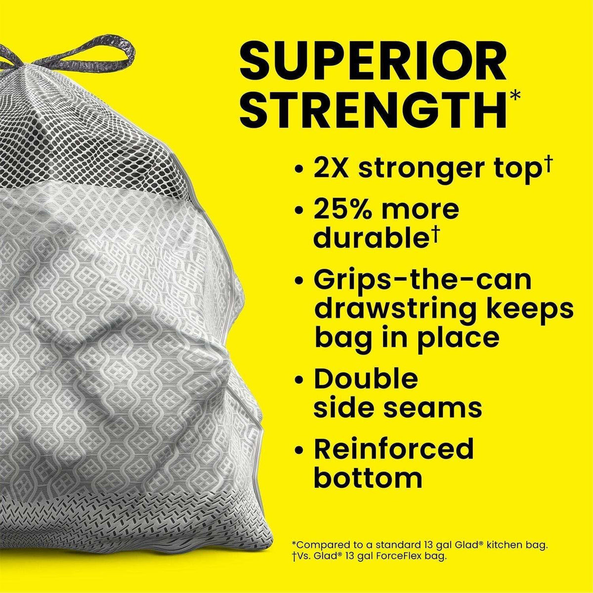 Glad ForceFlex Max Strength Tall Kitchen Drawstring Trash Bags, Gain Lavender 13 gal., 120 ct.