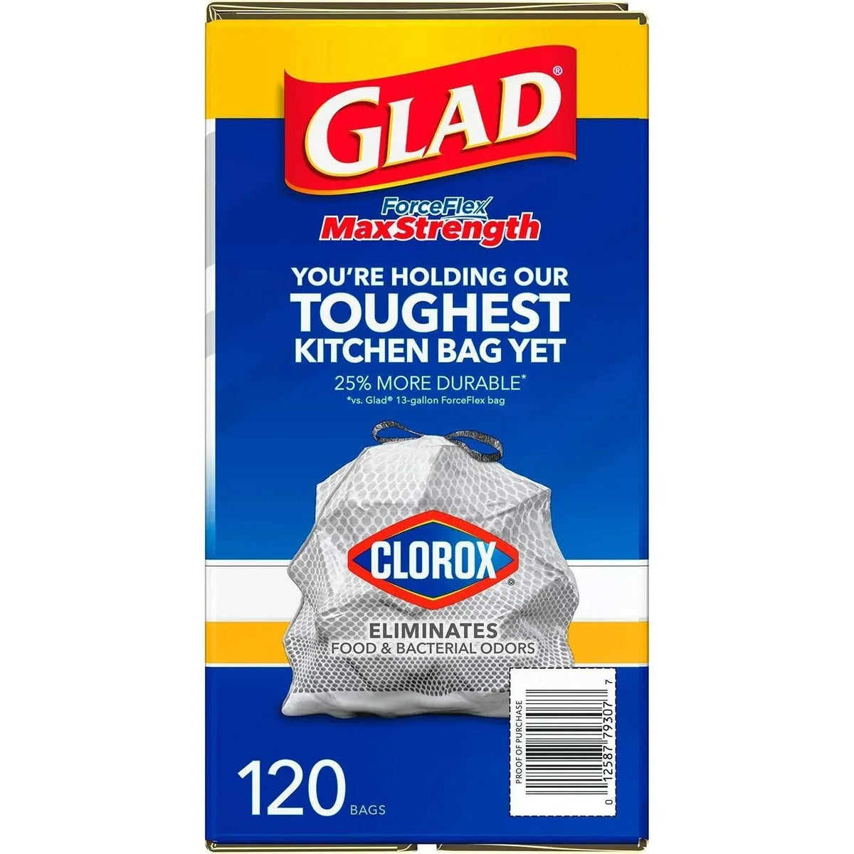 Glad ForceFlex Tall Kitchen Trash Bags With Clorox, Lemon Fresh Bleach Scent 13 gal., 120 ct.