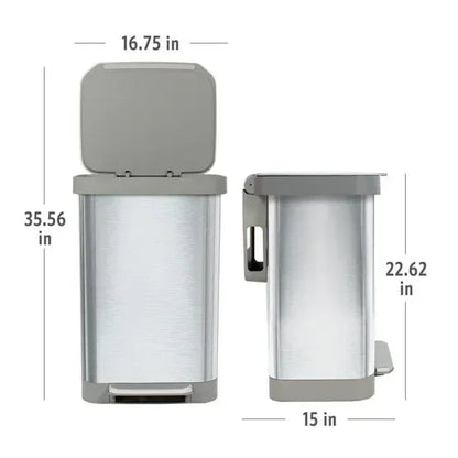 Glad Stainless Steel Trash Can and Bag Bundle