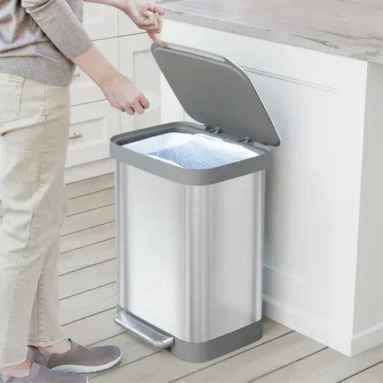 Glad Stainless Steel Trash Can and Bag Bundle