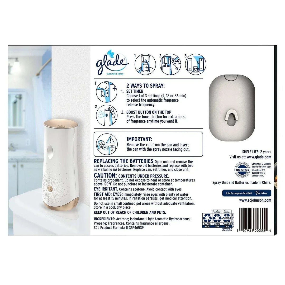 Glade Automatic Spray Air Freshener, Pumpkin & Ginger, 1 Device + 3 Refills