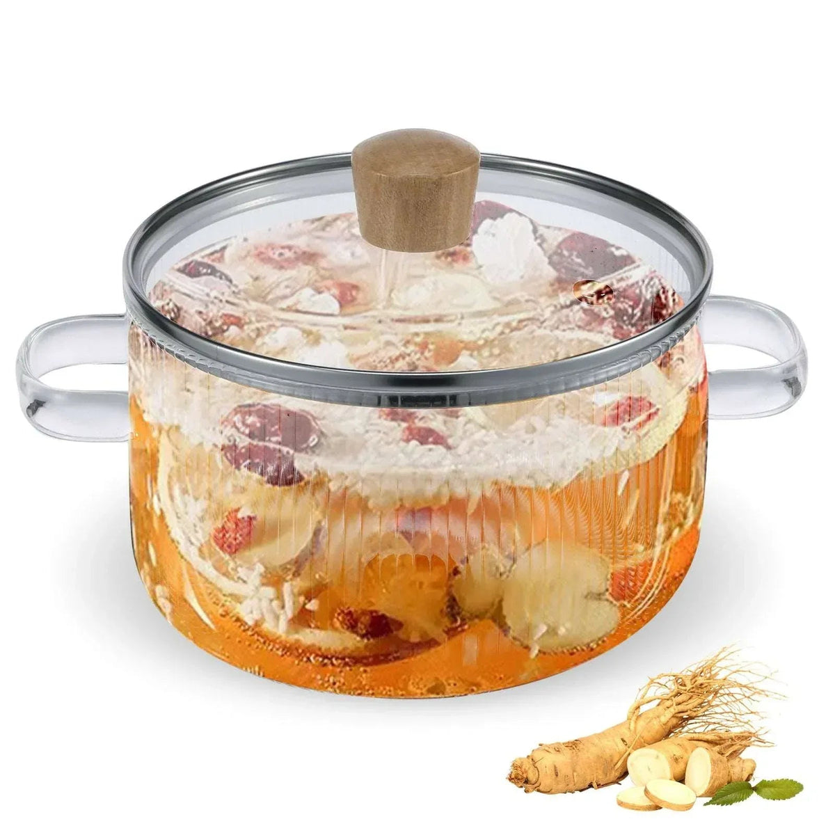Glass Cooking Pot with Lid 1.6L/54oz Heat Resistant Glass Saucepan with Double Handles Non-Stick Borosilicate Glass Stovetop Pot Safe Clear Cooking Pot for Soup Milk Sauce Pasta Noodle