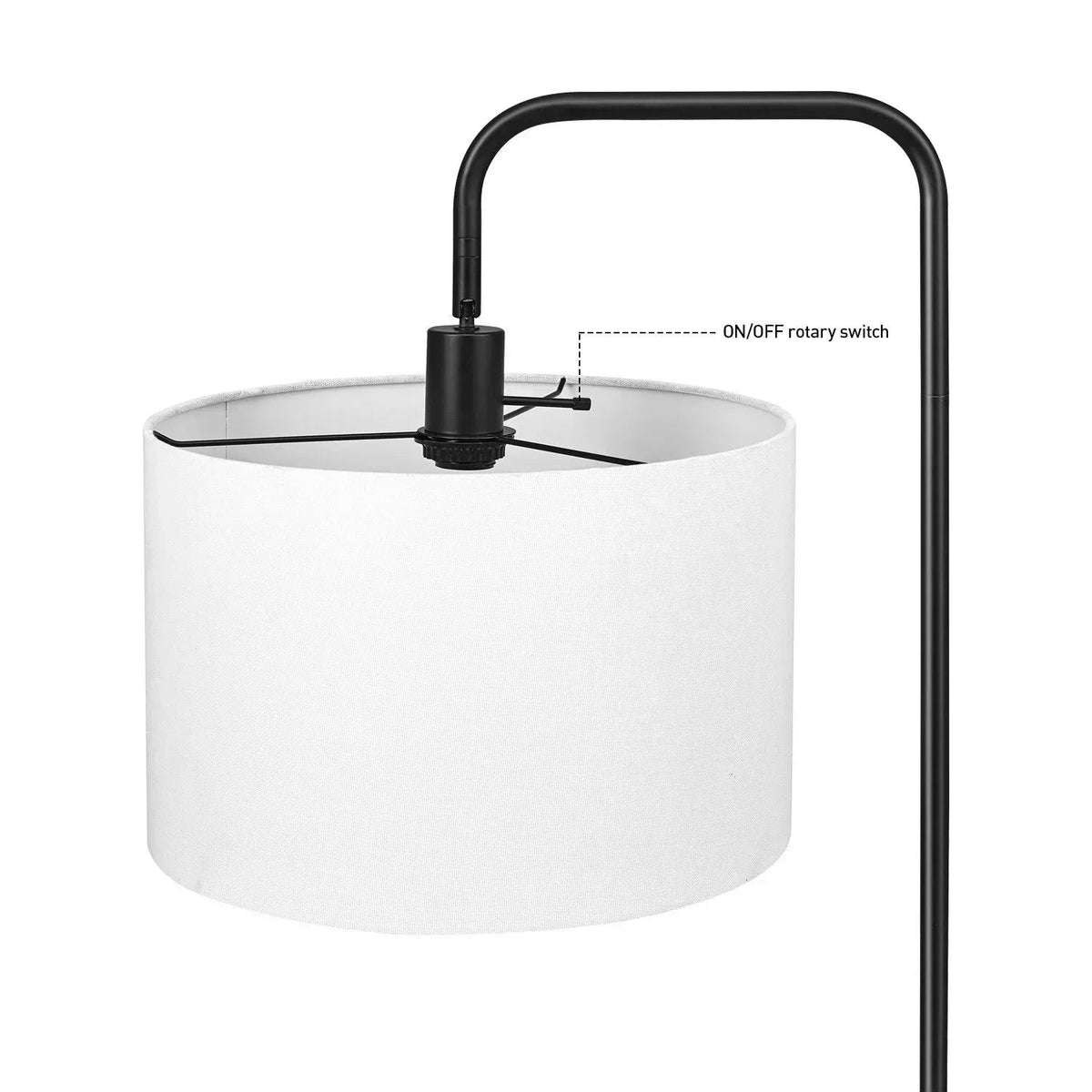 Globe Electric Barden Floor Lamp in Matte Black with Linen Shade and LED