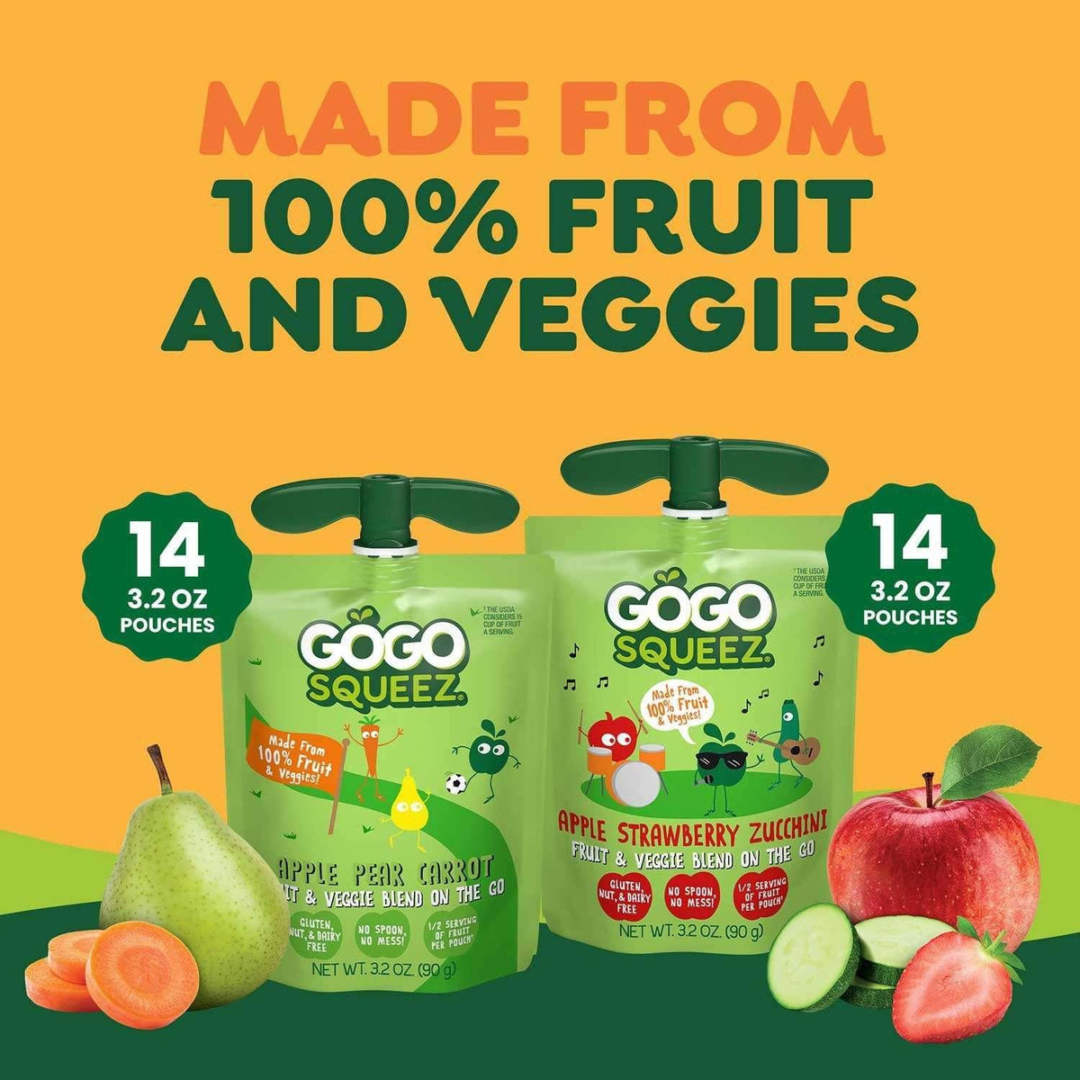 GoGo SqueeZ Disney's Lilo & Stitch Applesauce and Fruit Puree, Tropical Variety Pack, 24 ct.