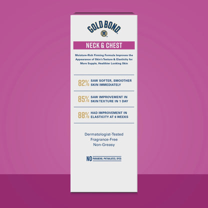 Gold Bond Age Renew Neck & Chest Firming Cream, 2 Oz, Hydrates, Renews, and Visibly Improves Firmness, Texture & Elasticity of Aging Skin, Non-Greasy, Dermatologist-Tested, Hypoallergenic, Unscented