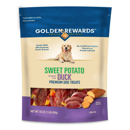 Golden Rewards Sweet Potato Wrapped with Duck Premium Dog Treats, 32 oz Bag