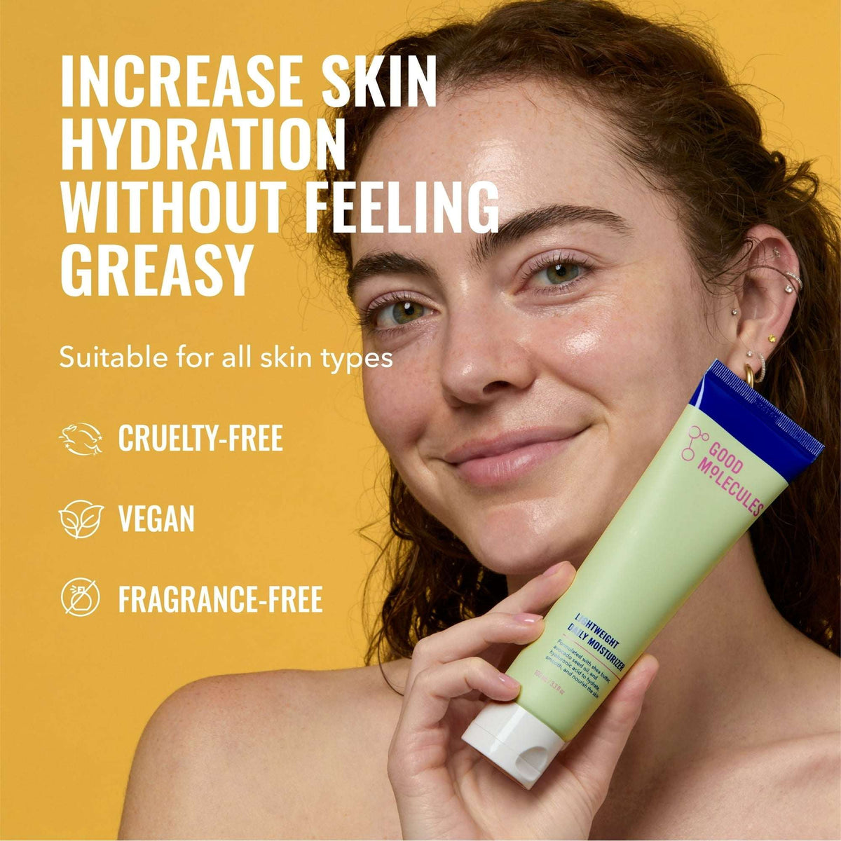 Good Molecules Lightweight Daily Moisturizer - Non-Greasy Facial Cream with Shea Butter & Hyaluronic Acid, Skincare for Face, 3.3 fl oz