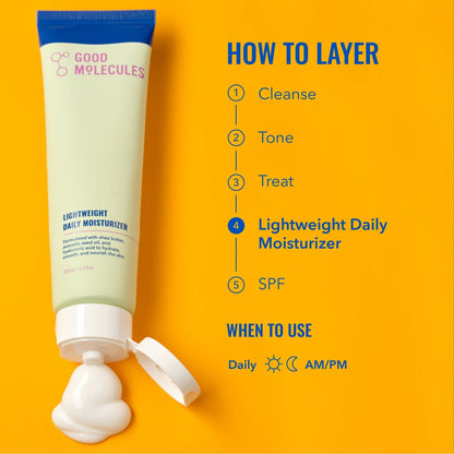 Good Molecules Lightweight Daily Moisturizer - Non-Greasy Facial Cream with Shea Butter & Hyaluronic Acid, Skincare for Face, 3.3 fl oz