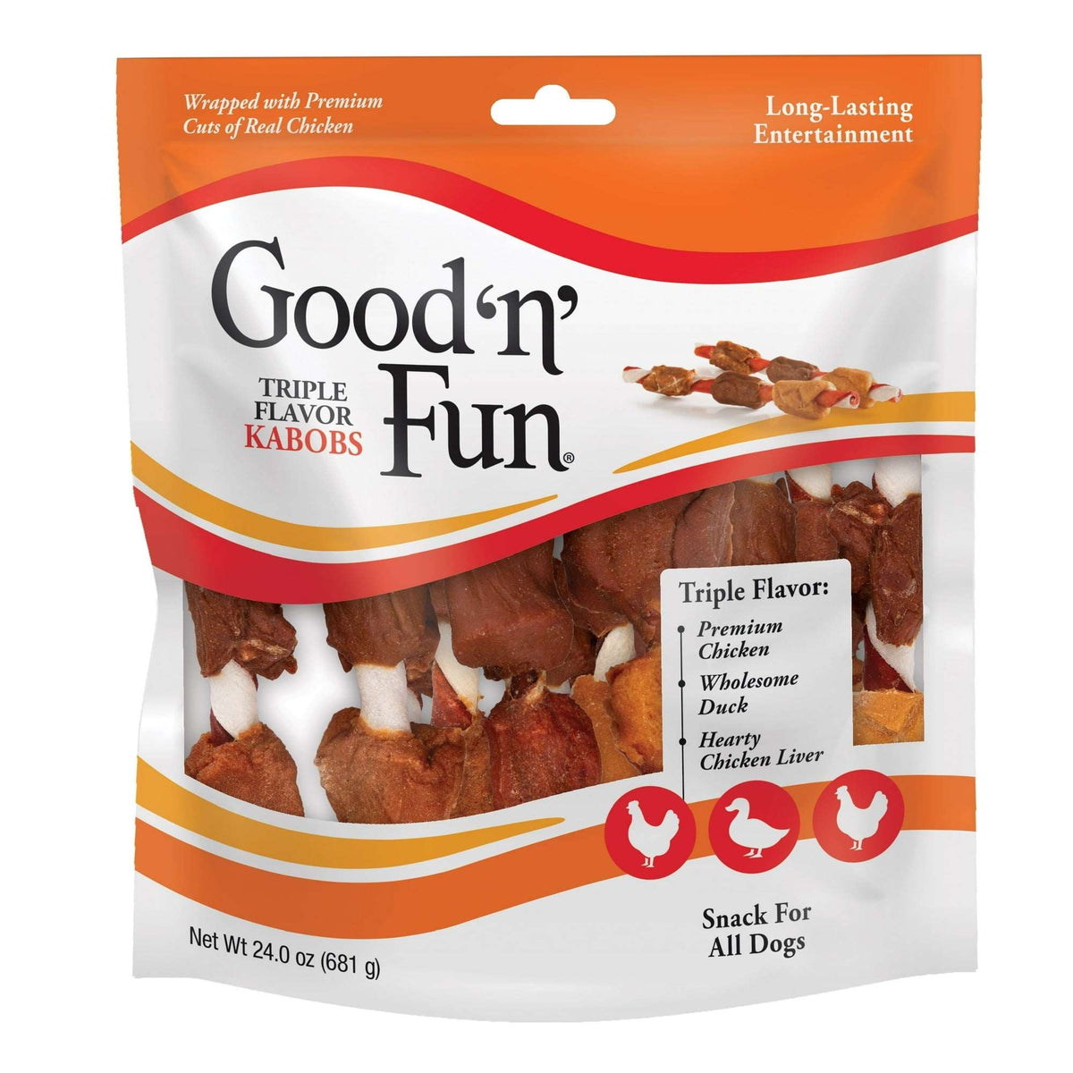 Good 'n' Fun Triple Flavor Kabobs, Rawhide Chews for All Dogs