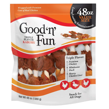 Good 'n' Fun Triple Flavor Kabobs, Rawhide Chews for All Dogs