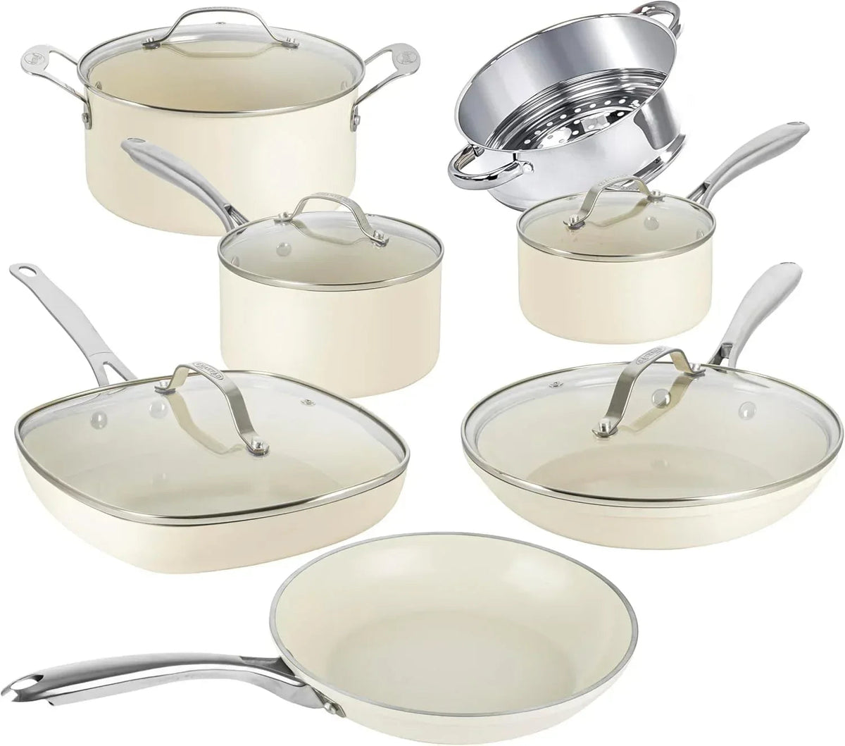 Gotham Steel 12-Piece Ceramic Cookware Set, Nonstick, Nontoxic, Oven & Dishwasher Safe, Stay Cool Handles Ceramic Cookware Set, Copper