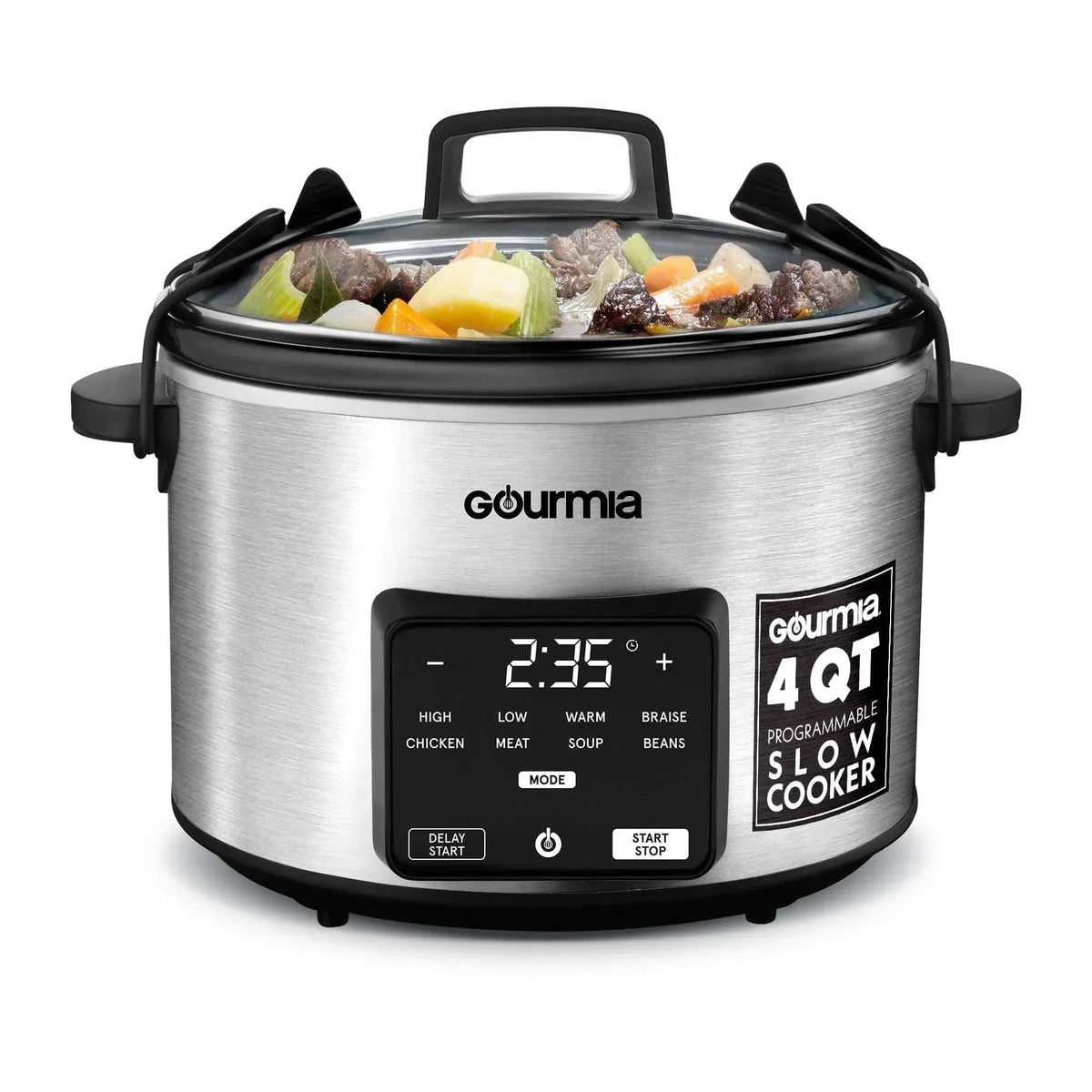 Gourmia Programmable Slow Cooker 4.5 Qt with Digital Controls and Auto Keep Warm, Black