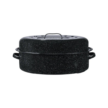 Granite Ware 18" Covered Oval Roaster, 15 Pound Capacity, Roasting Pan
